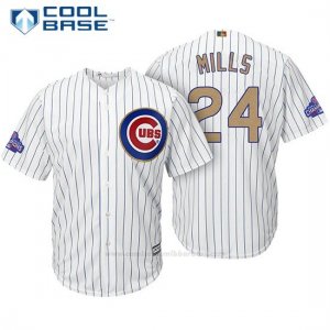 Camiseta Beisbol Hombre Chicago Cubs 24 Alec Mills Blanco Oro Program Cool Base