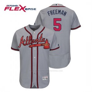 Camiseta Beisbol Hombre Atlanta Braves Freddie Freeman Flex Base Autentico Collezione Road 2019 Gris