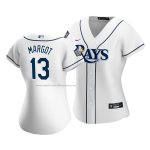 Camiseta Beisbol Mujer Tampa Bay Rays Manuel Margot Primera Replica Blanco