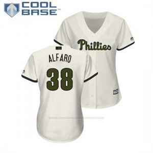 Camiseta Beisbol Mujer Philadelphia Phillies Jorge Alfaro 2018 Dia de los Caidos Cool Base Crema