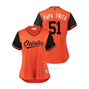 Camiseta Beisbol Mujer Baltimore Orioles Paul Fry 2018 Llws Players Weekend Papa Frita Orange
