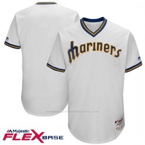 Camiseta Beisbol Hombre Seattle Mariners Blanco 1977 Turn Back The Cloc Flex Base