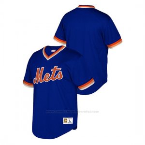 Camiseta Beisbol Hombre New York Mets Cooperstown Collection Mesh Wordmark V-Neck Azul