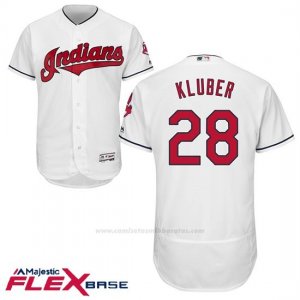 Camiseta Beisbol Hombre Cleveland Indians 28 Corey Kluber Blanco Flex Base
