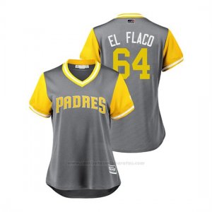 Camiseta Beisbol Mujer San Diego Padres Dinelson Lamet 2018 Llws Players Weekend El Flaco Gris