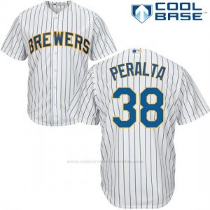 Camiseta Beisbol Hombre Milwaukee Brewers Wily Peralta Blanco Autentico Coleccion Cool Base