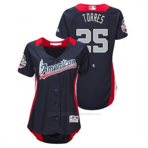 Camiseta Beisbol Mujer All Star Game Gleyber Torres 2018 1ª Run Derby American League Azul