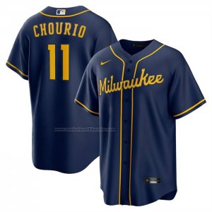 Camiseta Beisbol Hombre Milwaukee Brewers Jackson Chourio Alterno 2 Replica Azul Camiseta Beisbol Hombre Milwaukee Brewers Jackson Chourio Alterno 2 Replica Azul