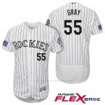 Camiseta Beisbol Hombre Colorado Rockies Jon Gris 55 Blanco 25th Season Flex Base