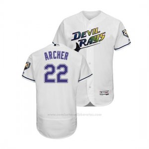 Camiseta Beisbol Hombre Tampa Bay Rays Chris Archer Throwback 1998 Blanco