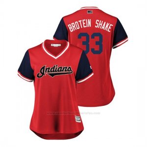 Camiseta Beisbol Mujer Cleveland Indians Brad Hand 2018 Llws Players Weekend Brotein Shake Rojo