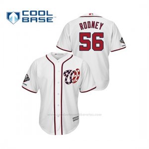 Camiseta Beisbol Hombre Washington Nationals Fernando Rodney 2019 World Series Champions Cool Base Alternato Blanco