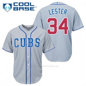 Camiseta Beisbol Hombre Chicago Cubs 34 Jon Lester Gris Alterno Cool Base