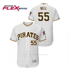 Camiseta Beisbol Hombre Pittsburgh Pirates Josh Bell 150th Aniversario Patch Flex Base Blanco