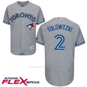 Camiseta Beisbol Hombre Toronto Blue Jays Troy Tulowitzki Gris Flex Base Autentico Coleccion