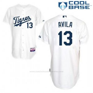 Camiseta Beisbol Hombre Detroit Tigers Alex Avila 13 Blanco Los Tigres Cool Base