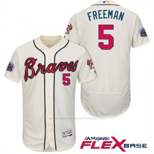 Camiseta Beisbol Hombre Atlanta Braves 5 Frojodie Freeman Braves Crema 2017 All Star Flex Base