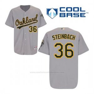 Camiseta Beisbol Hombre Oakland Athletics Terry Steinbach 36 Gris Cool Base