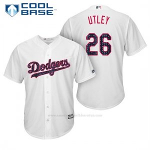 Camiseta Beisbol Hombre Los Angeles Dodgers 2017 Estrellas y Rayas Chase Utley Blanco Cool Base