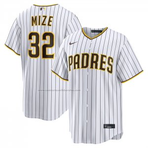 Camiseta Beisbol Hombre San Diego Padres Casey Mize Primera Replica Blanco
