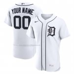 Camiseta Beisbol Hombre Detroit Tigers Primera Autentico Personalizada Blanco