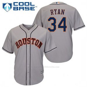 Camiseta Beisbol Hombre Houston Astros Nolan Ryan 34 Gris Cool Base