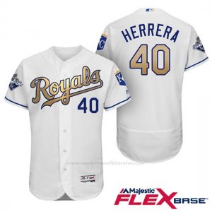 Camiseta Beisbol Hombre Kansas City Royals Campeones 40 Kelvin Herrera Flex Base Oros
