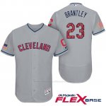 Camiseta Beisbol Hombre Cleveland Indians 2017 Estrellas y Rayas Michael Brantley Gris Flex Base