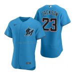 Camiseta Beisbol Hombre Miami Marlins Alex Jackson Autentico Alterno Azul