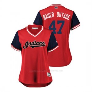 Camiseta Beisbol Mujer Cleveland Indians Trevor Bauer 2018 Llws Players Weekend Bauer Outage Rojo