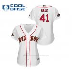 Camiseta Beisbol Mujer Boston Red Sox Chris Sale 2019 Gold Program Cool Base Blanco