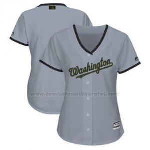 Camiseta Mujer Washington Nationals Personalizada Gris