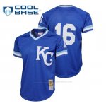 Camiseta Beisbol Hombre Kansas City Royals Bo Jackson Cooperstown Collezione Mesh Batting Practice Azul