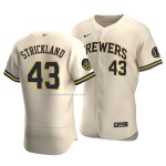 Camiseta Beisbol Hombre Milwaukee Brewers Hunter Strickland Autentico Alterno Crema