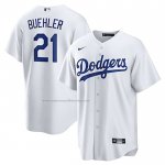 Camiseta Beisbol Hombre Los Angeles Dodgers Walker Buehler Primera Replica Blanco