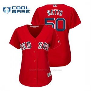 Camiseta Beisbol Mujer Boston Red Sox Mookie Betts Cool Base Alternato Scarlet