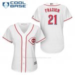 Camiseta Beisbol Mujer Cincinnati Reds Todd Frazier 21 Blanco 1ª Cool Base