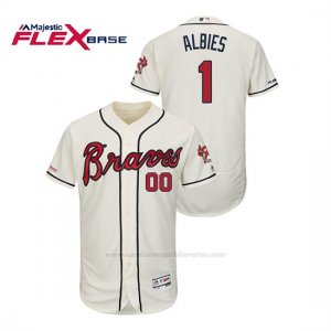 Camiseta Beisbol Hombre Atlanta Braves Ozzie Albies 150th Aniversario Patch Autentico Flex Base Crema