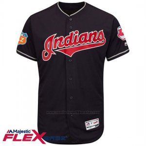 Camiseta Beisbol Hombre Cleveland Indians Blank Azul Flex Base Autentico Coleccion Entrenamiento de Primavera