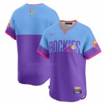 Camiseta Beisbol Hombre Colorado Rockies 2025 City Connect Limited Azul Violeta