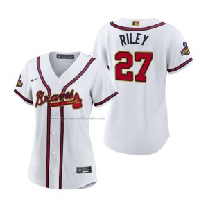 Camiseta Beisbol Mujer Atlanta Braves Austin Riley 2022 Gold Program Replica Blanco