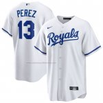 Camiseta Beisbol Hombre Kansas City Royals Salvador Perez Home Replica Blanco