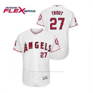 Camiseta Beisbol Hombre Los Angeles Angels Mike Trout 150th Aniversario Patch Flex Base Blanco