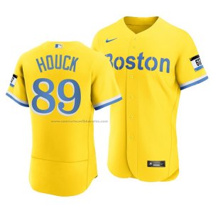 Camiseta Beisbol Hombre Boston Red Sox Tanner Houck 2021 City Connect Autentico Oro