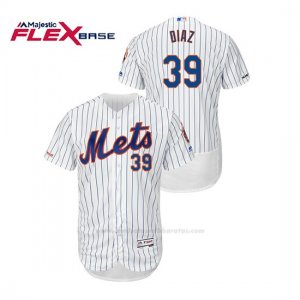 Camiseta Beisbol Hombre New York Mets Edwin Diaz 150th Aniversario Patch Autentico Flex Base Blanco