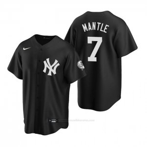 Camiseta Beisbol Hombre New York Yankees Mickey Mantle Replica Negro