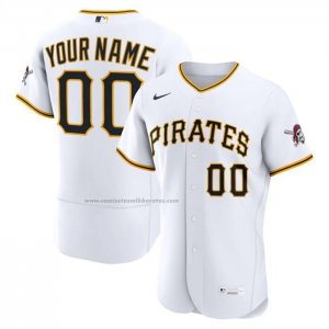 Camiseta Beisbol Hombre Pittsburgh Pirates Primera Autentico Personalizada Blanco1