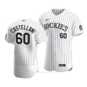 Camiseta Beisbol Hombre Colorado Rockies Ryan Castellani Autentico Primera 2020 Blanco