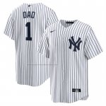 Camiseta Beisbol Hombre New York Yankees NO 1 Dad Primera Replica Blanco