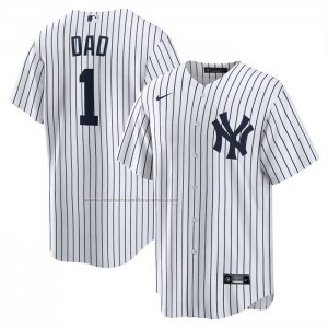 Camiseta Beisbol Hombre New York Yankees NO 1 Dad Primera Replica Blanco